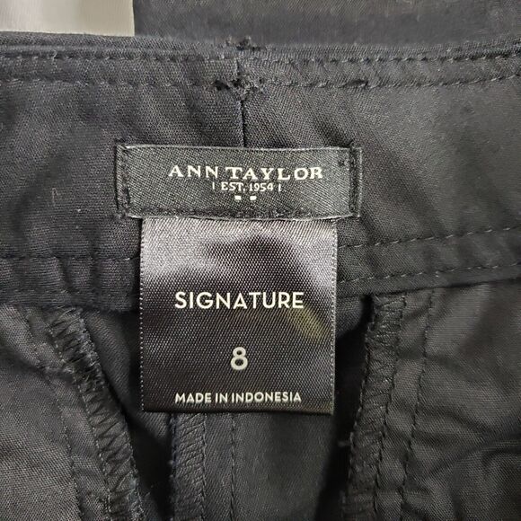 Ann Taylor Signature Womens Capri Pants Size 8 Black Pockets Chino Stretch - Picture 6 of 8